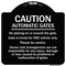 Signmission Designer Series-Caution Automatic Gates No Playing Gate Is Timed For One, 18" x 18", BW-1818-9992 A-DES-BW-1818-9992 - alternate 1